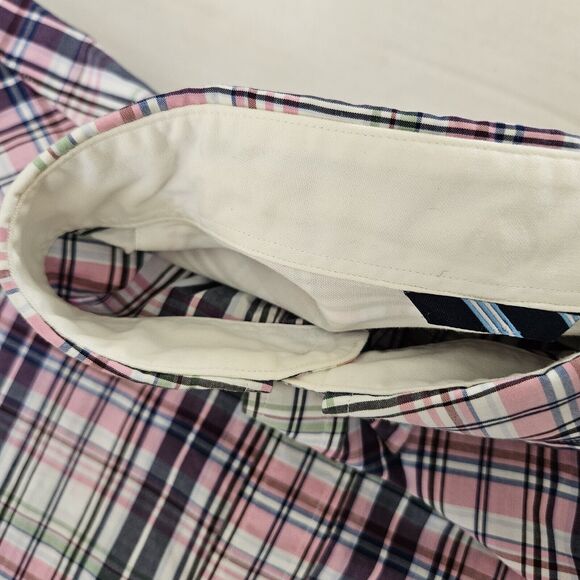 Brooks Brothers Button Down Long Sleeve Shirt Men's Size Medium Plaid Pink Blue - Picture 11 of 14